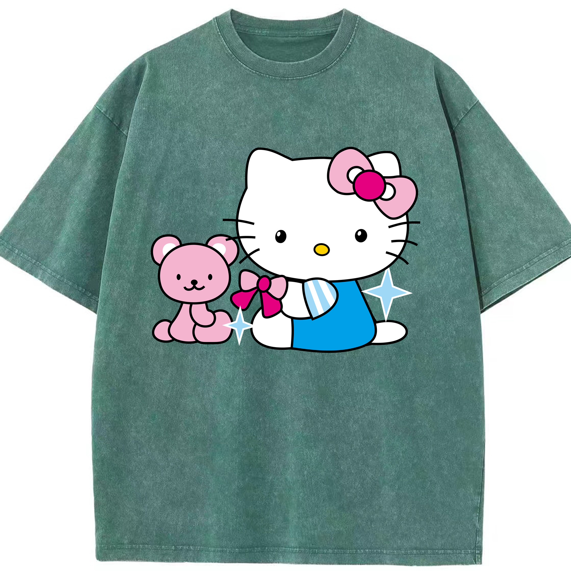 （画像用） Hello Kitty ハローキティ 綿100% ヴィンテージ風 半袖Tシャツ（フロントプリント）